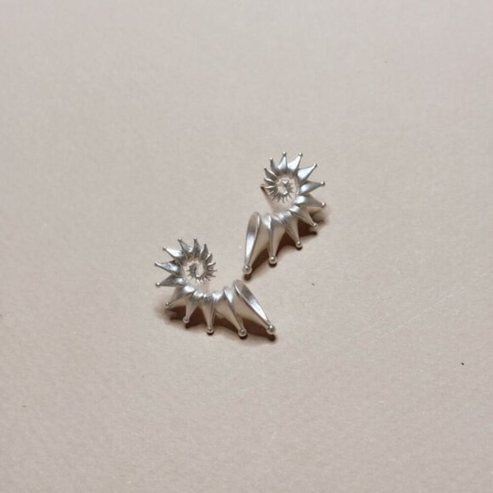 Silver Spiral Earrings S1026 - Picture 2 of 3